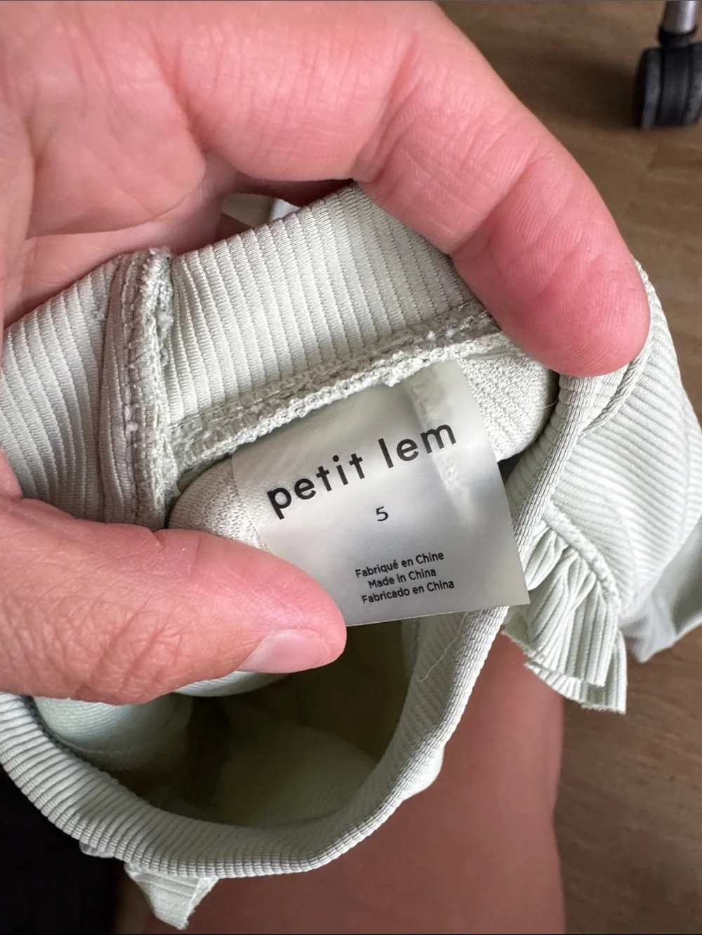 Petit Lem Sage Green Long Sleeve Rashguard with Gingham Ruffle Bottoms